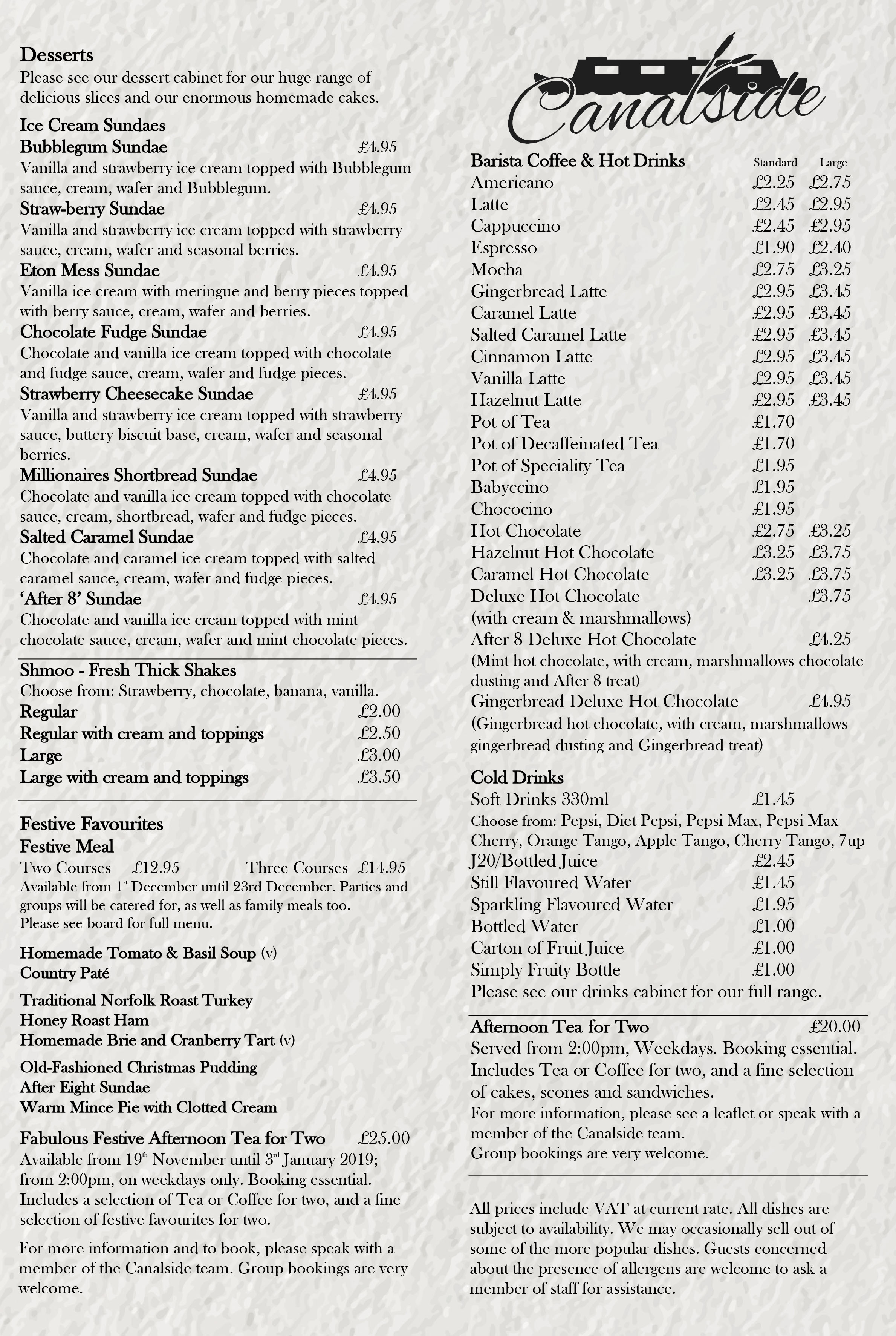 Menu A Tasty New Update Whilton Locks Garden Village