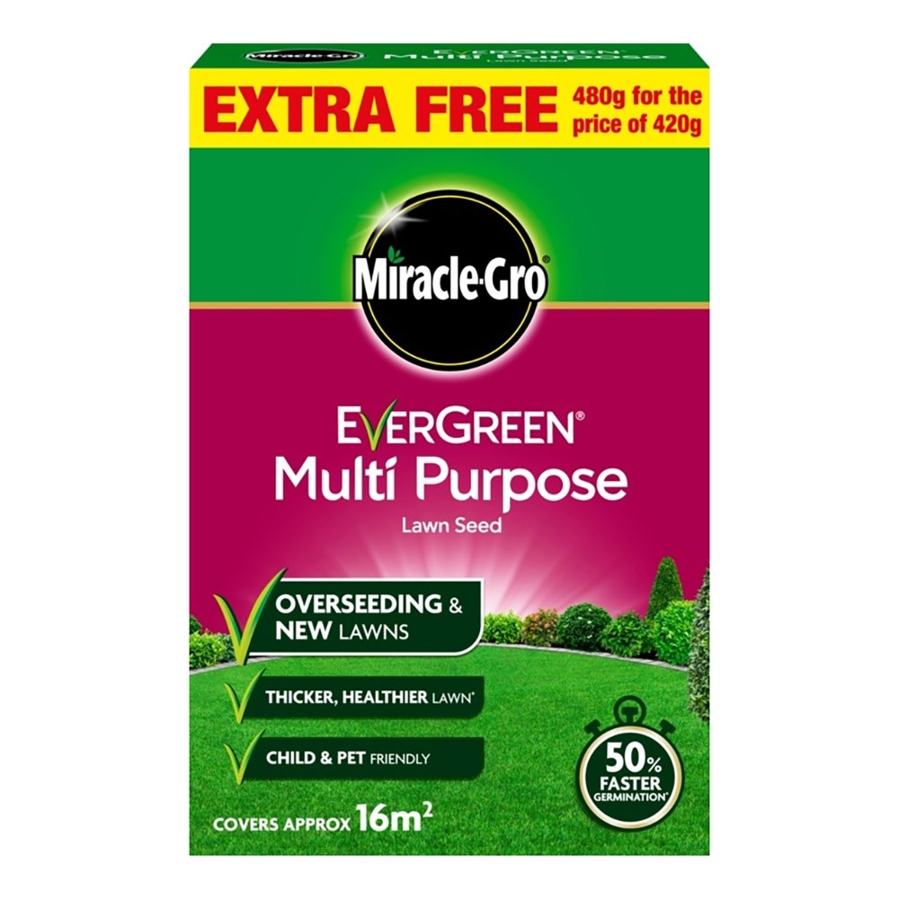 Grass Seed Miracle Gro – evergreen multi-purpose 16sqm Extra Free