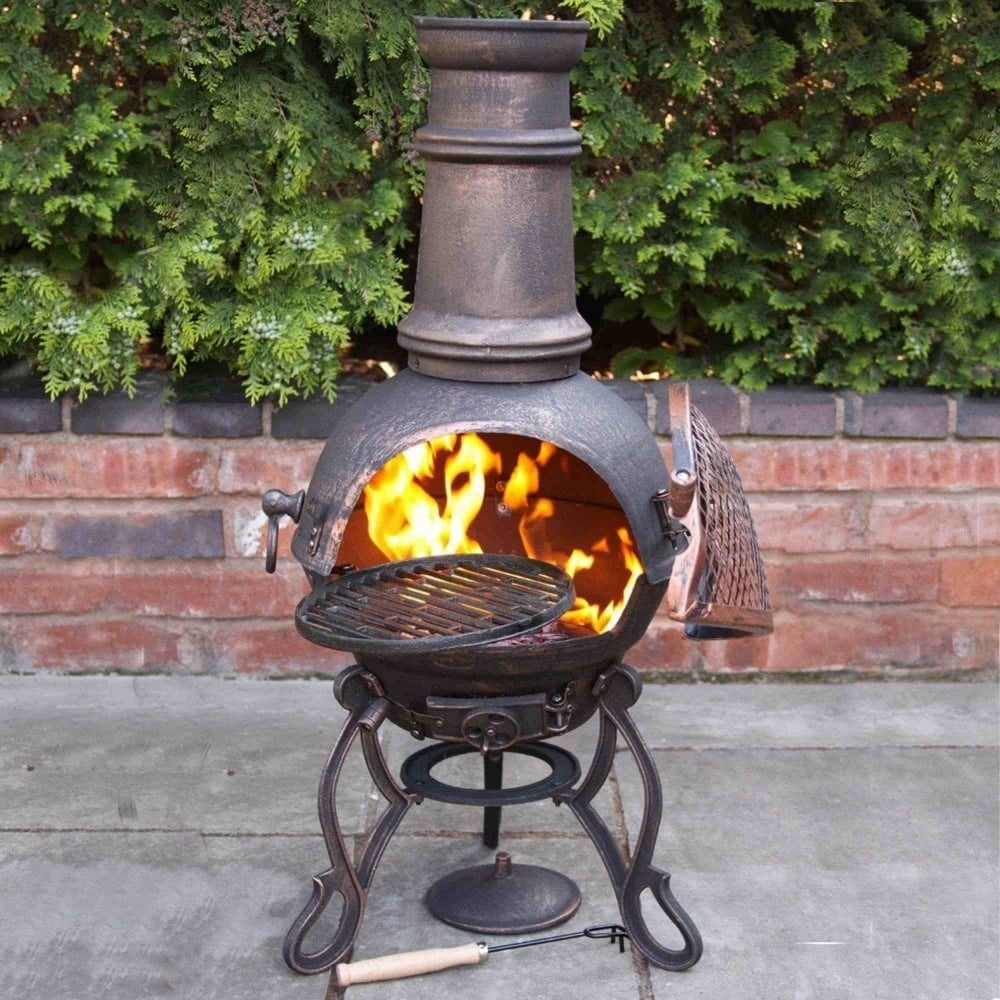 Gardeco Toledo Cast Iron Chimenea Medium Bronze Whilton Locks