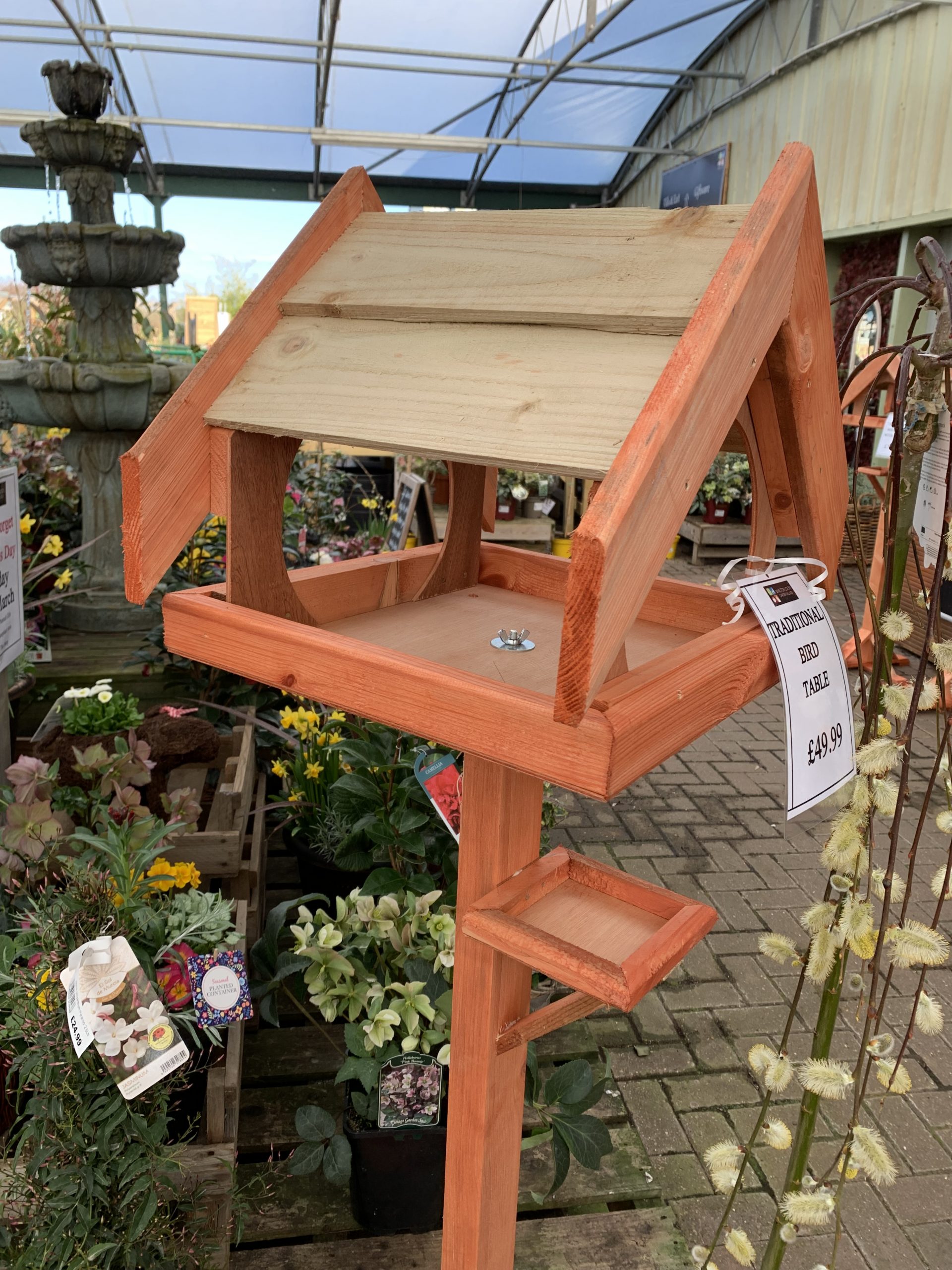 Handmade Slatted Wooden Top Bird Table Whilton Locks Garden Village