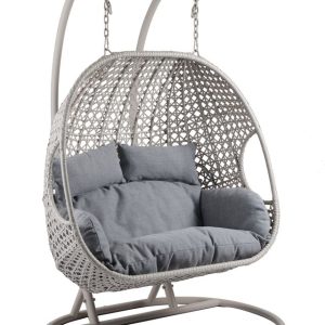 W Garden Living - Antigua Double Egg Chair - Pearl & Ash Grey