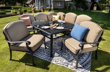 Amalfi Lounge Square Casual Fire Pit Dining Set Including Lounge Chairs