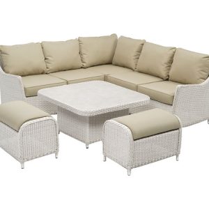 W Garden Living - Antigua Mini Square Corner Casual Set - Pearl & Fern