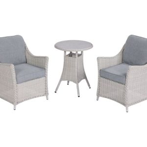 W Garden Living - Antigua Bistro Set - Pearl & Ash Grey