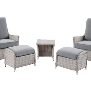 W Garden Living - Antigua Reclining Bistro Set - Pearl & Ash Grey