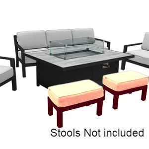 Hartman Apollo Lounge Set with Rectangular Fire Pit Table & 2 Seat Backless Bench