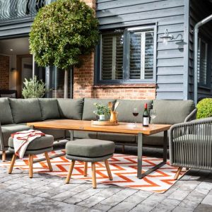 Eden Rectangular Corner Casual Dining Set - NO LOUNGE CHAIR - in Moss/Juniper - Hartman - DISPLAY MODEL ONLY!