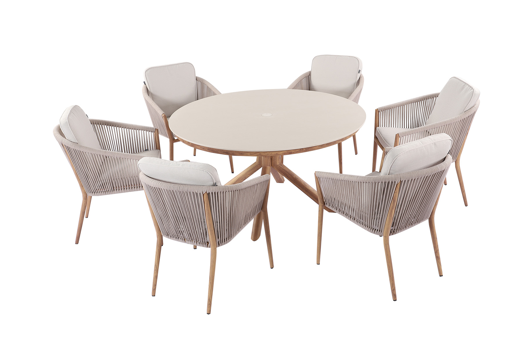 Portico 6 Seat Round Dining Table Set_