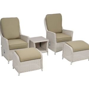W Garden Living - Antigua Reclining Bistro Set - Pearl & Fern