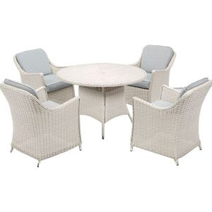 W Garden Living - Antigua Four Seat Set - Pearl & Ash Grey