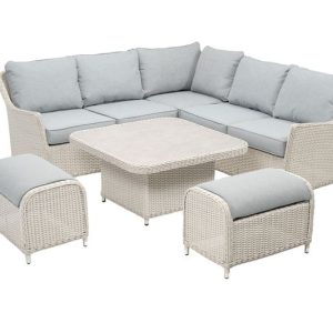 W Garden Living - Antigua Mini Square Corner Casual Set - Pearl & Ash Grey