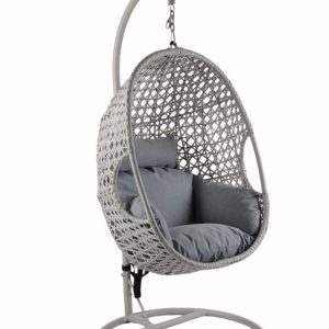 W Garden Living - Antigua Single Egg Chair - Pearl & Ash Grey