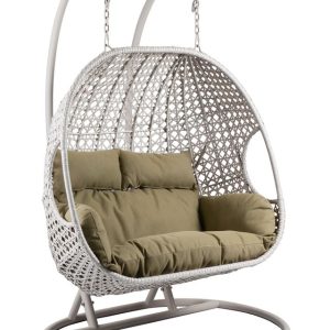 W Garden Living - Antigua Double Egg Chair - Pearl & Fern
