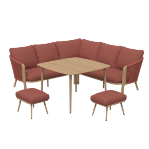 W Garden Living - St Lucia  Mini Square Corner Casual Dining Set - Auburn