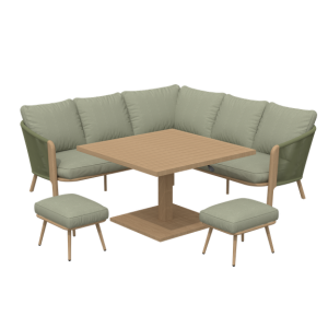 W Garden Living - St Lucia  Mini Square Corner Casual Dining Set with height adjustable table - Green